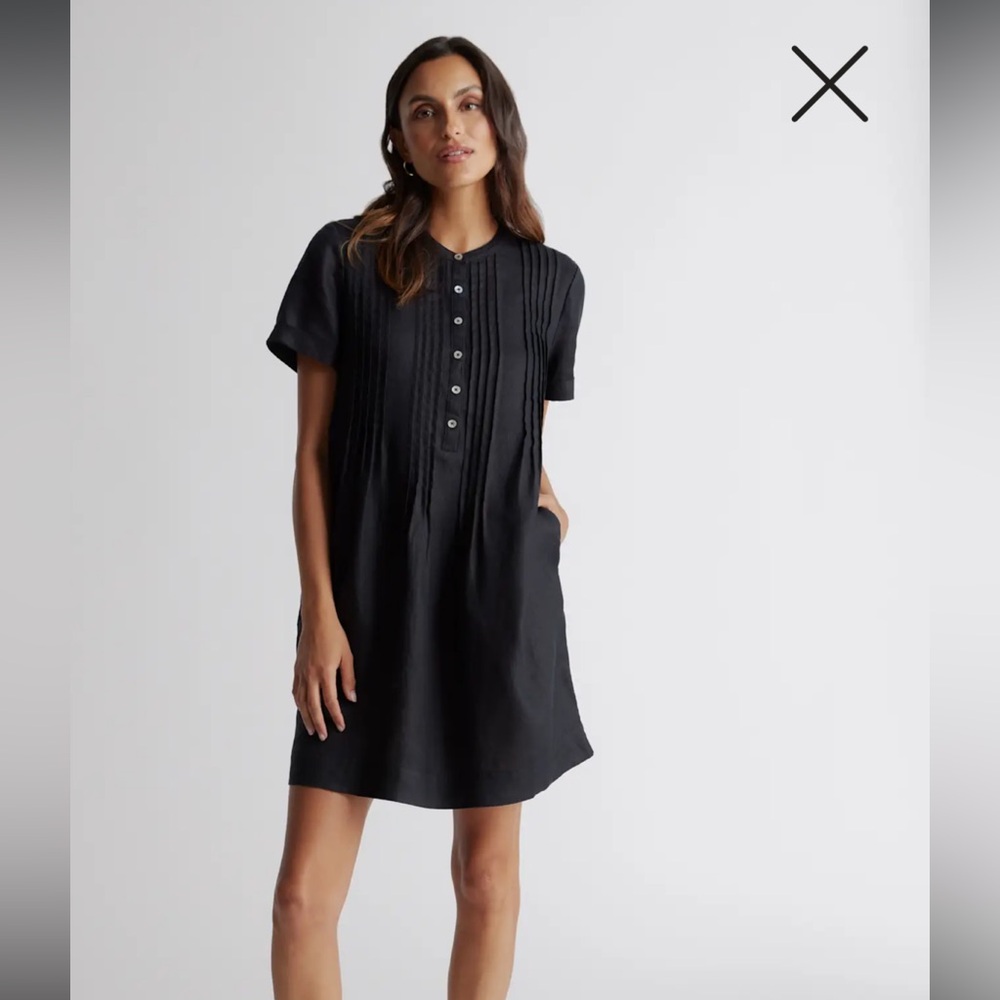 Quince 100% European Linen Short Sleeve Swing Dress